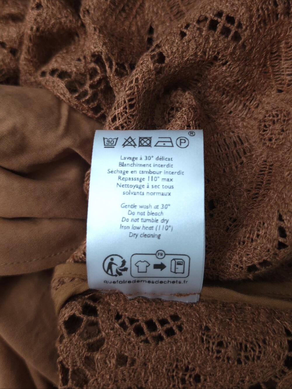 Sezane Fama Caramel Guipure Lace V-Neck Midi Dress 34/ US 2 - Picture 8 of 12